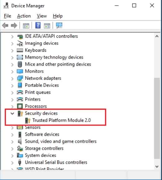 TPM in Device Manager